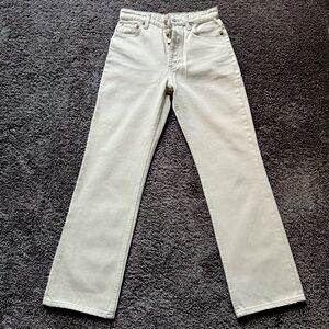 Zara High Rise Straight Leg Jeans - Ecru 8197/060